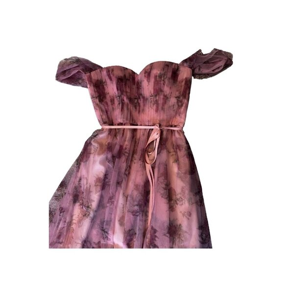 Marchesa Notte (Bridesmaid) Blush Floral Tulle Gown - Picture 4 of 13